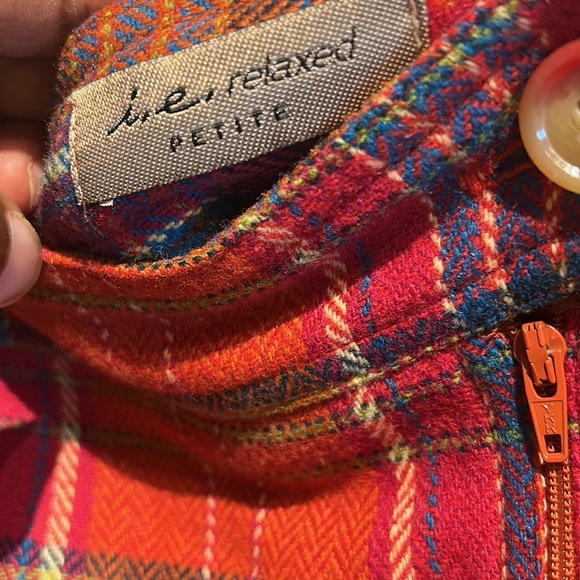 Multi color stripe wrapped skirt with front zipper and button closure. - Picture 3 of 4